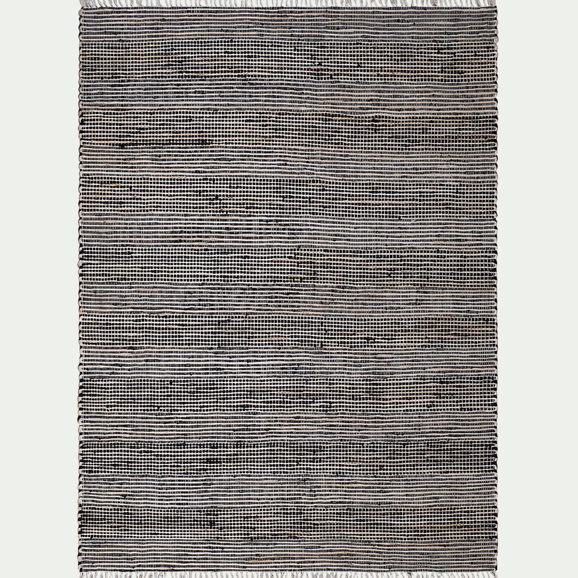 Tapis en coton recyclé et jute - noir 170x120cm