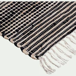 Tapis en coton recyclé et jute - noir 170x120cm