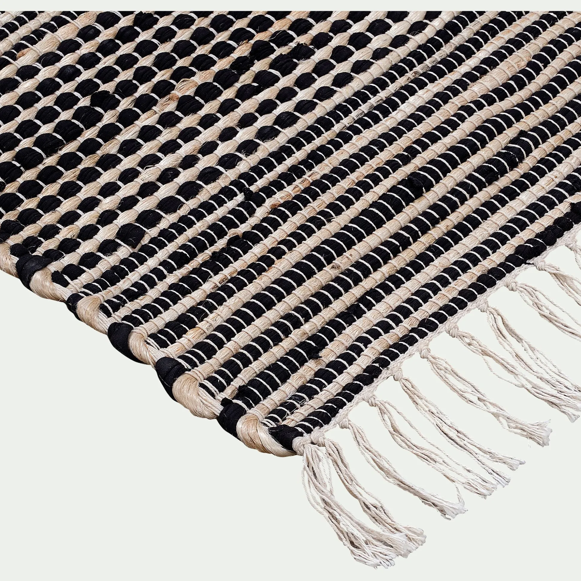 Tapis en coton recyclé et jute - noir 170x120cm