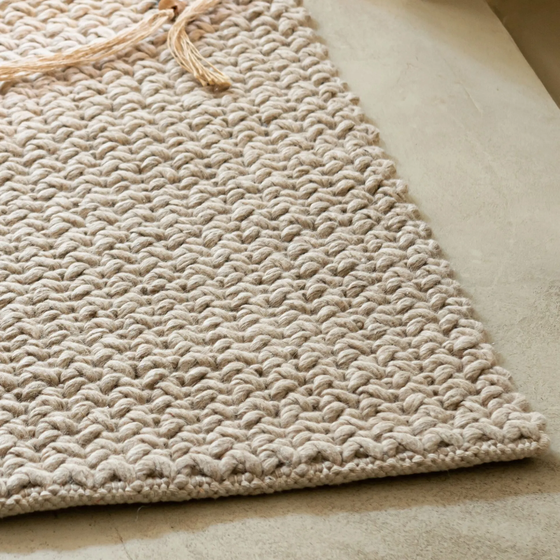Tapis en laine et coton - beige 60x90cm