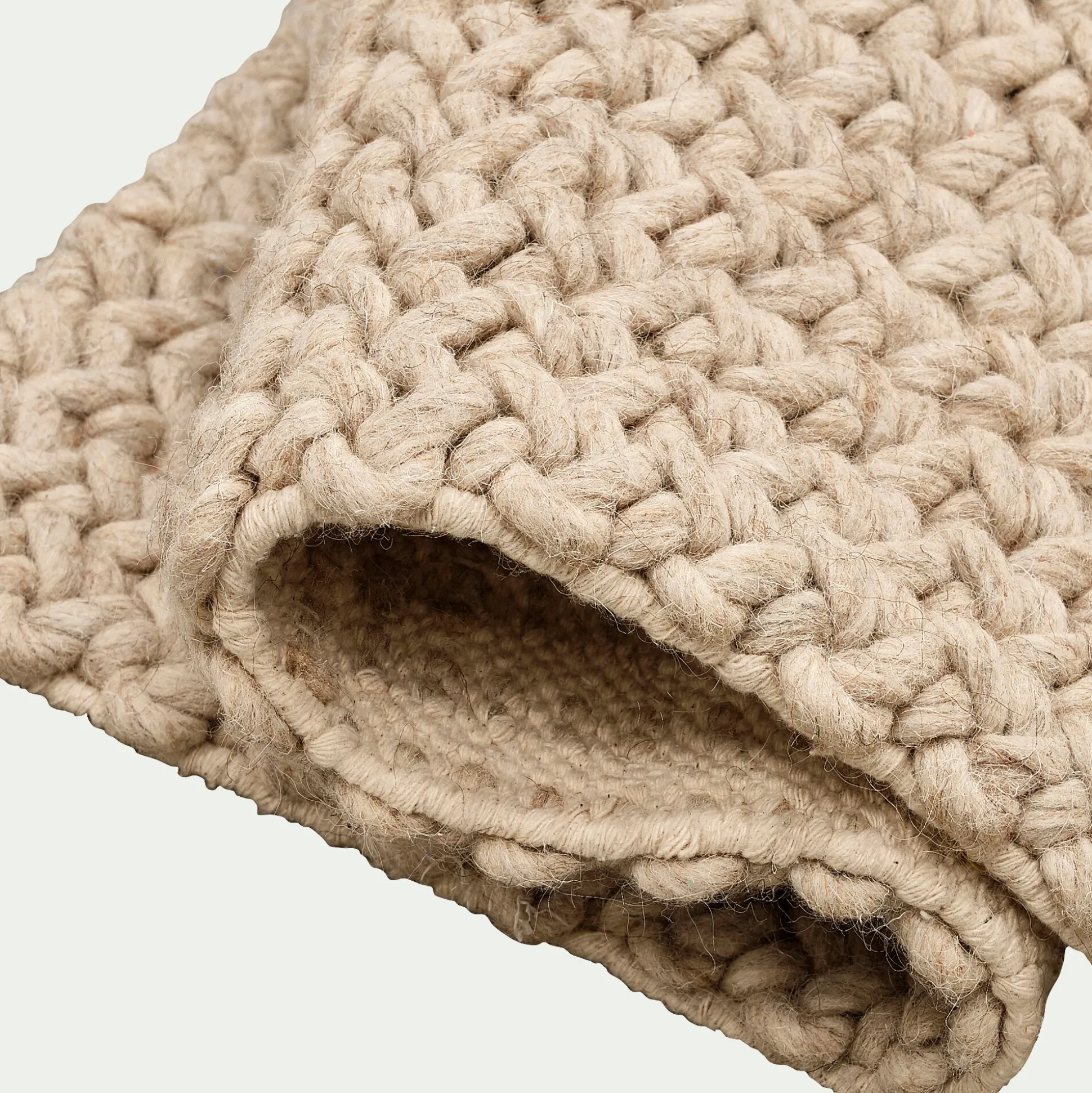 Tapis en laine et coton - beige 60x90cm