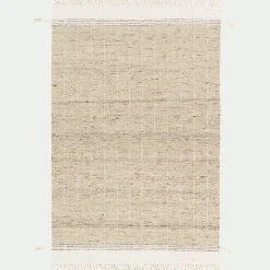 Tapis en laine à motifs finition frange 160230cm - beige