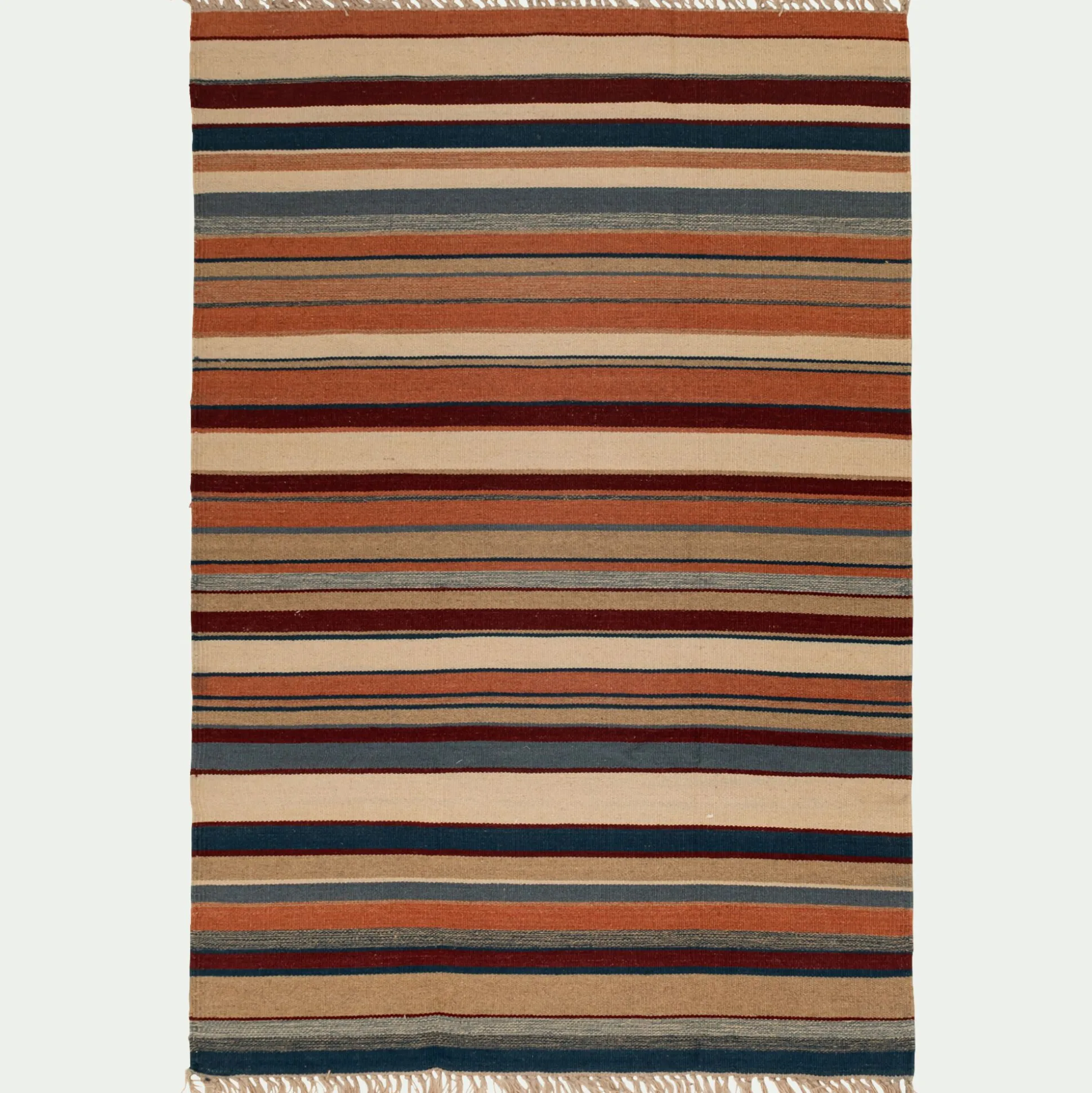 Tapis en laine à rayures 60x120cm - rouge