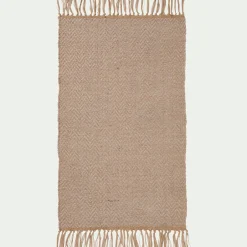 Tapis à franges en laine - naturel 60x100cm