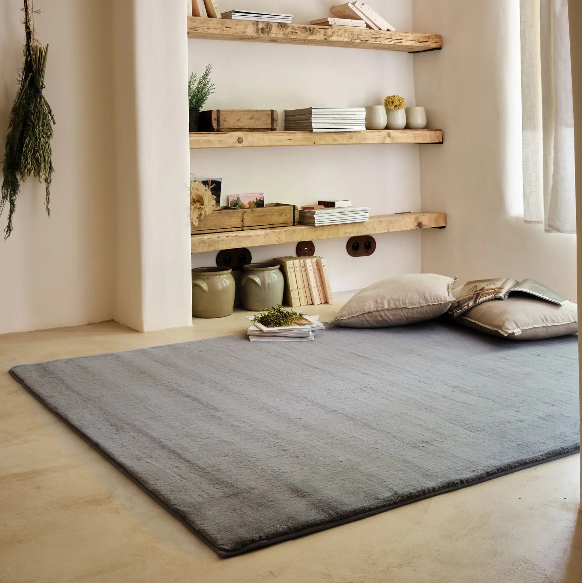 Tapis imitation fourrure - gris restanque 150x200cm