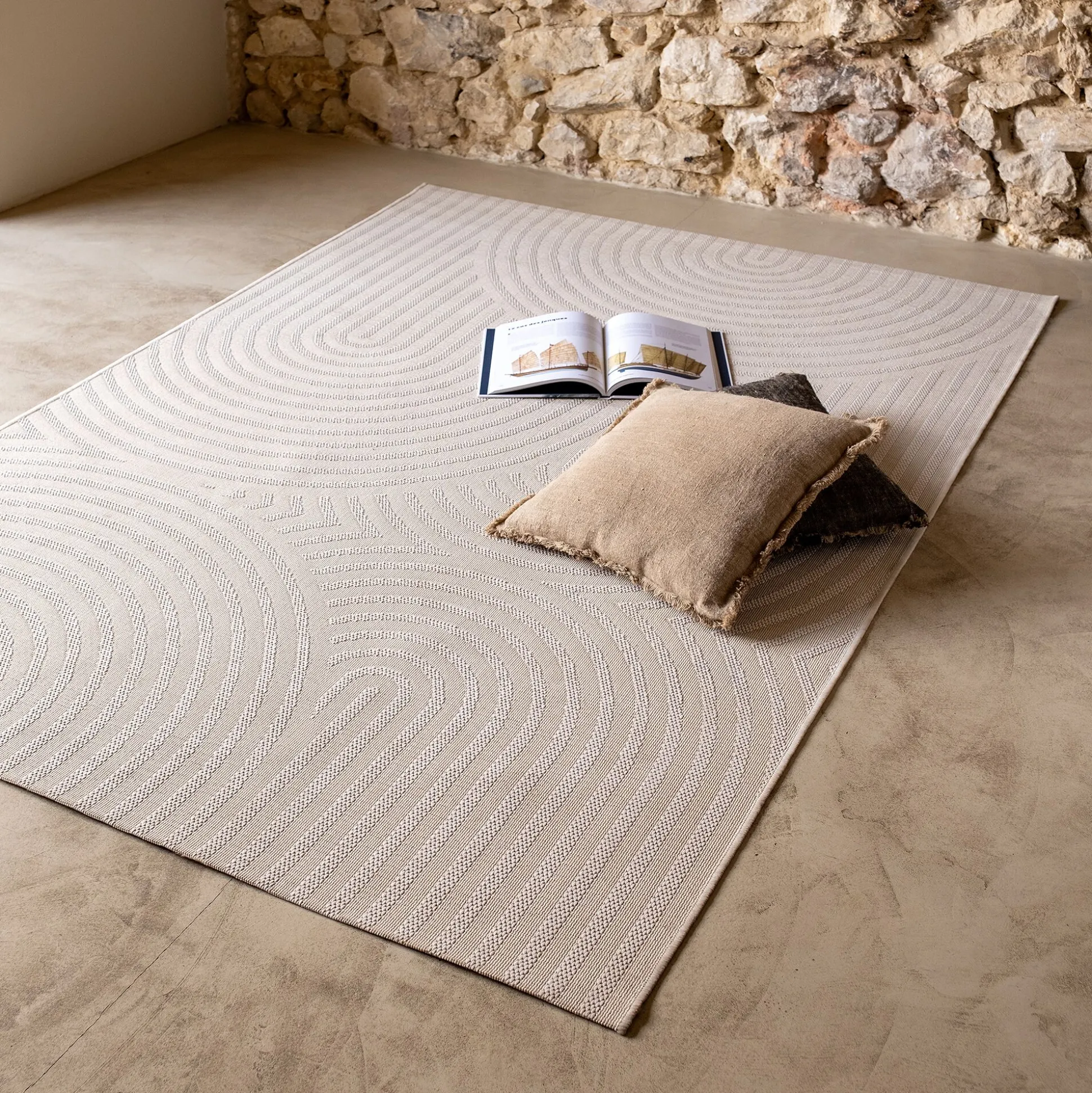 Tapis à motifs circulaires 120x170cm - blanc écru
