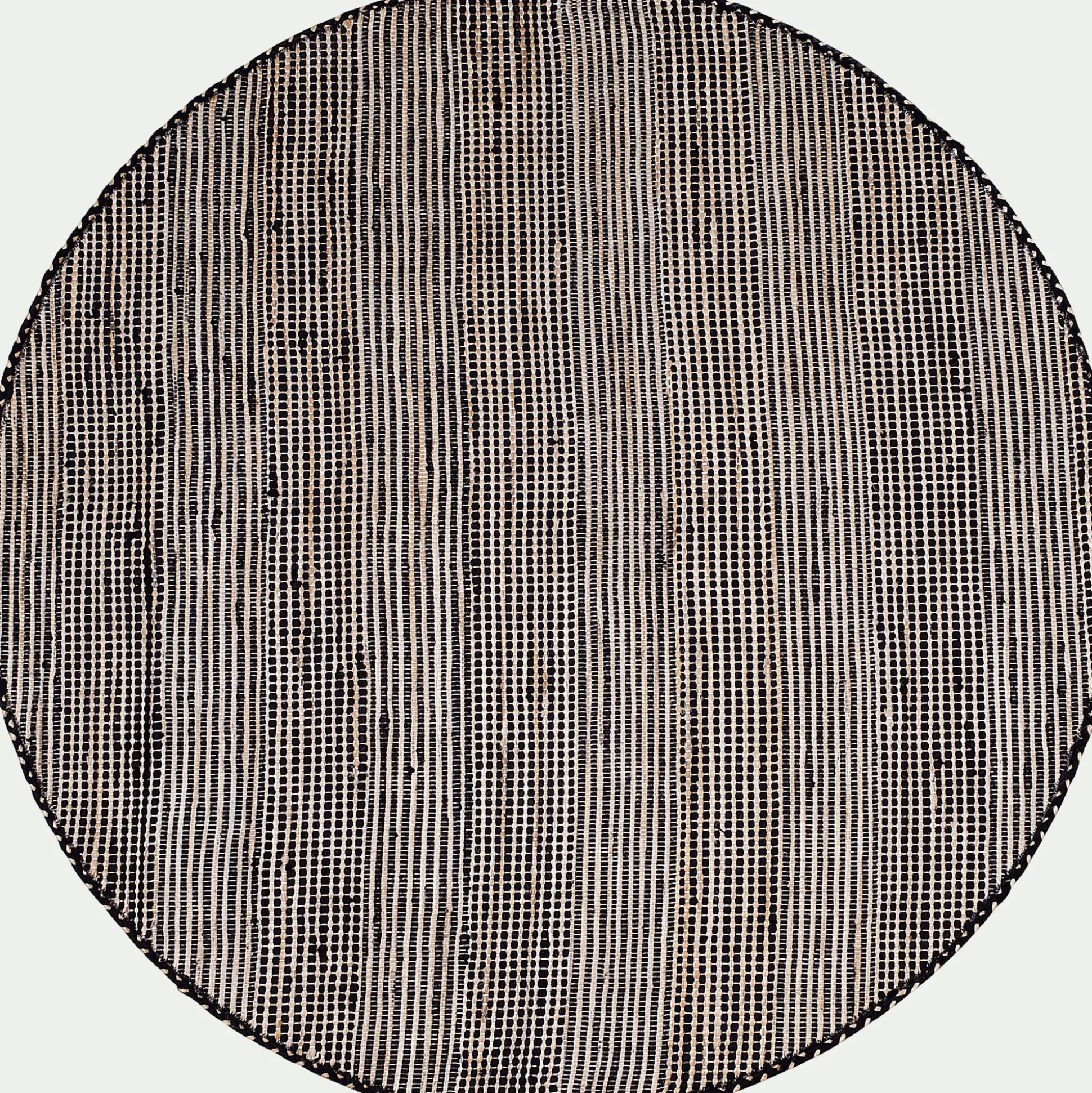 Tapis rond en coton recyclé et jute - noir D160cm