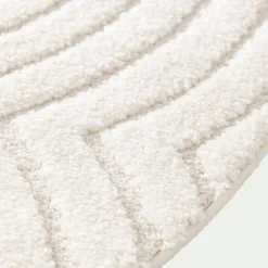 Tapis rond à motifs circulaires D120cm - blanc écru