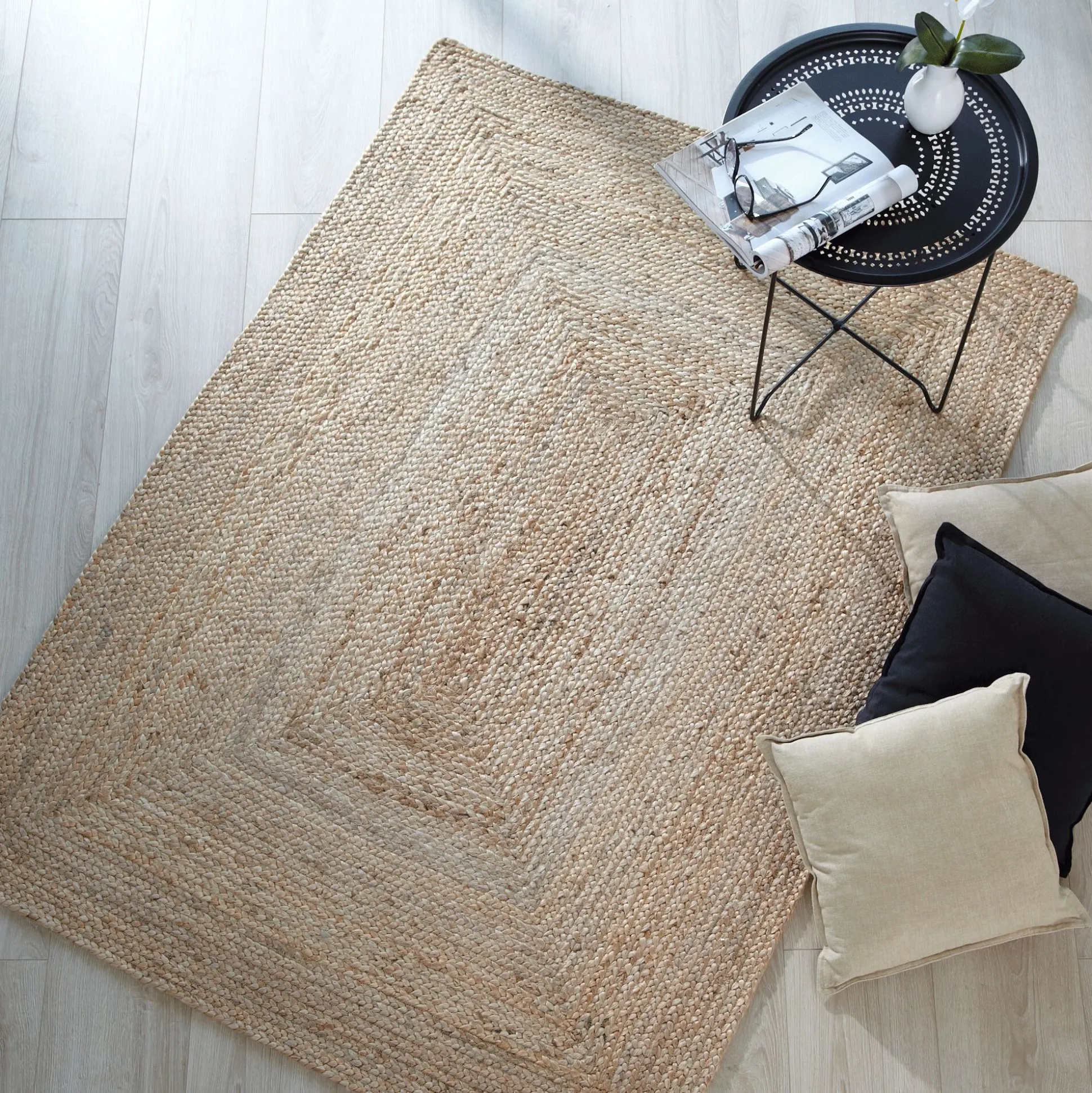 Tapis tressé en jute - naturel 200x290cm