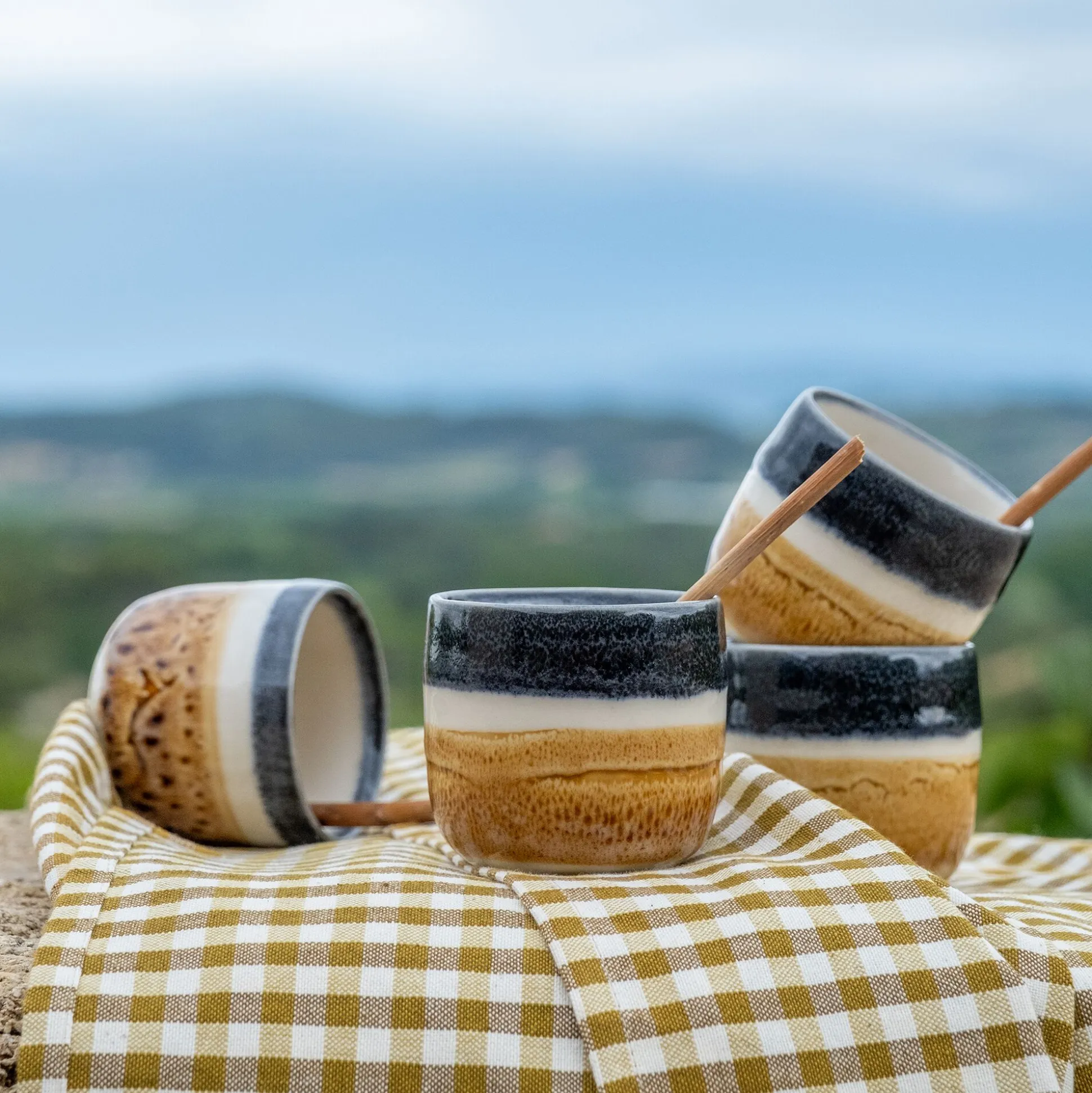 Tasse à espresso en grès peint 12cl - marron