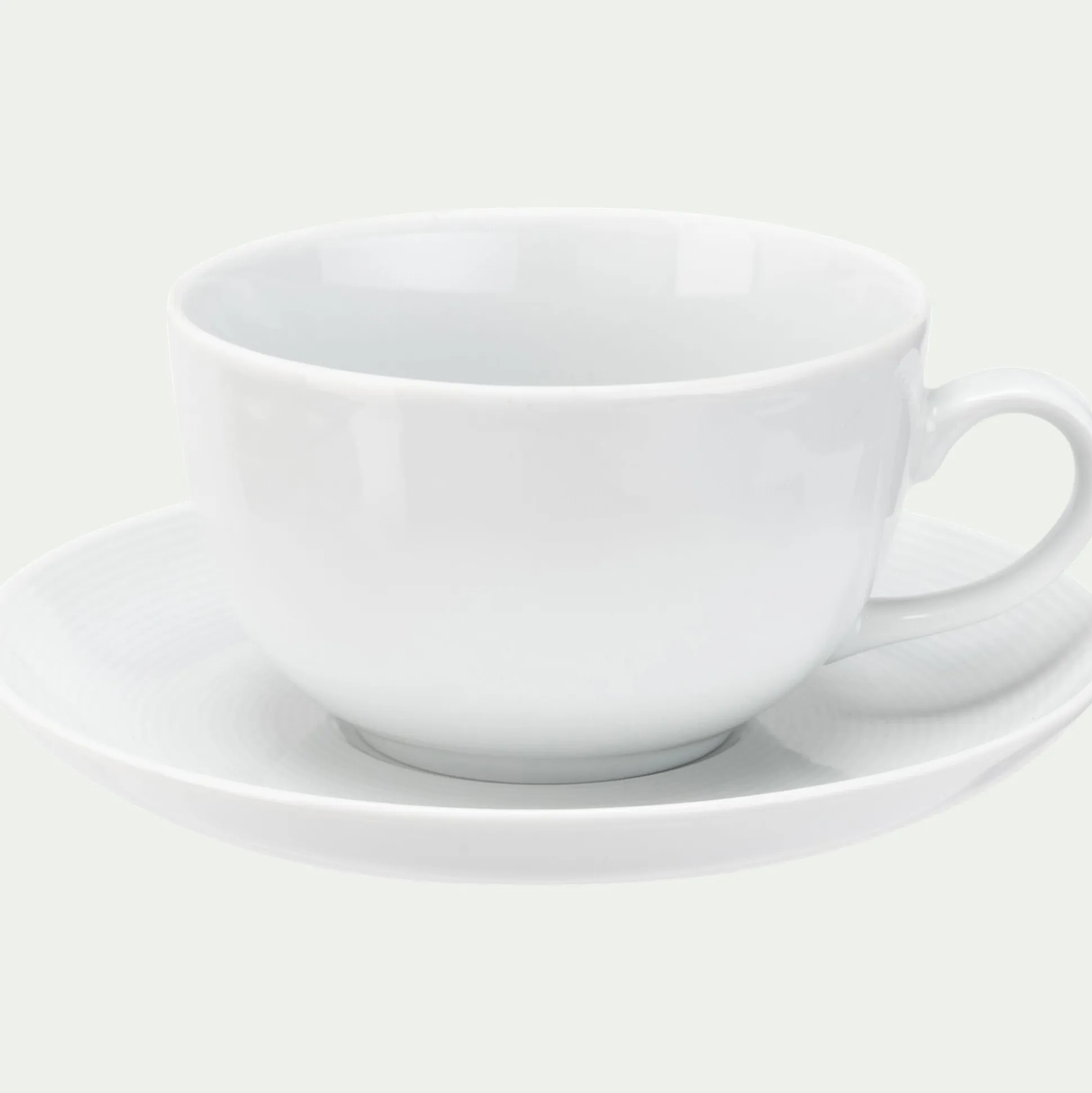 Tasse et soucoupe en porcelaine - blanc 45cl