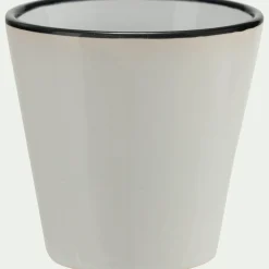 Tasse expresso en grès avec liseré noir 10cl - blanc