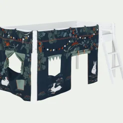 Tente de lit enfant à motifs sous-bois - bleu