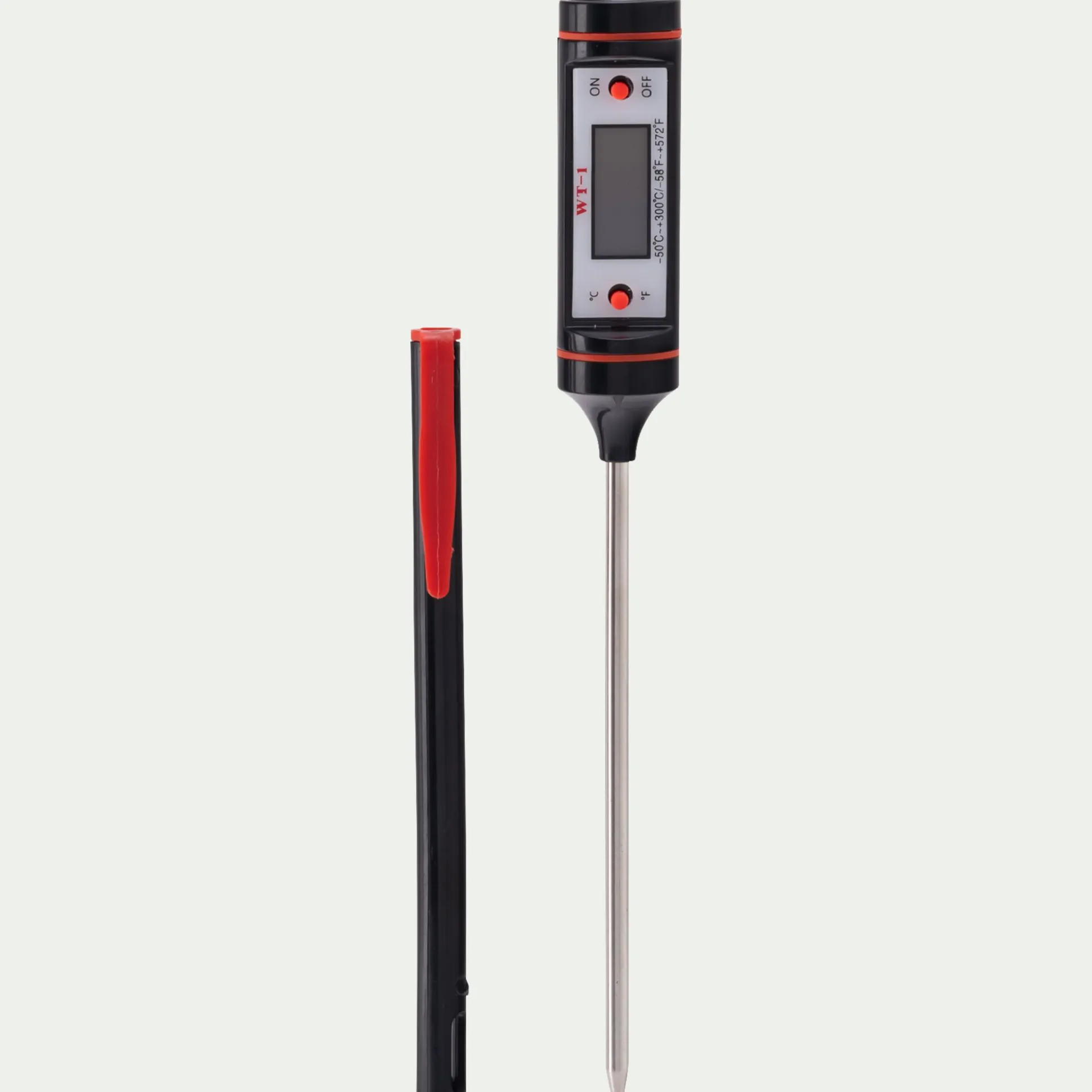 Thermomètre de cuisine digital électronique à sonde en inox - argenté métallisé