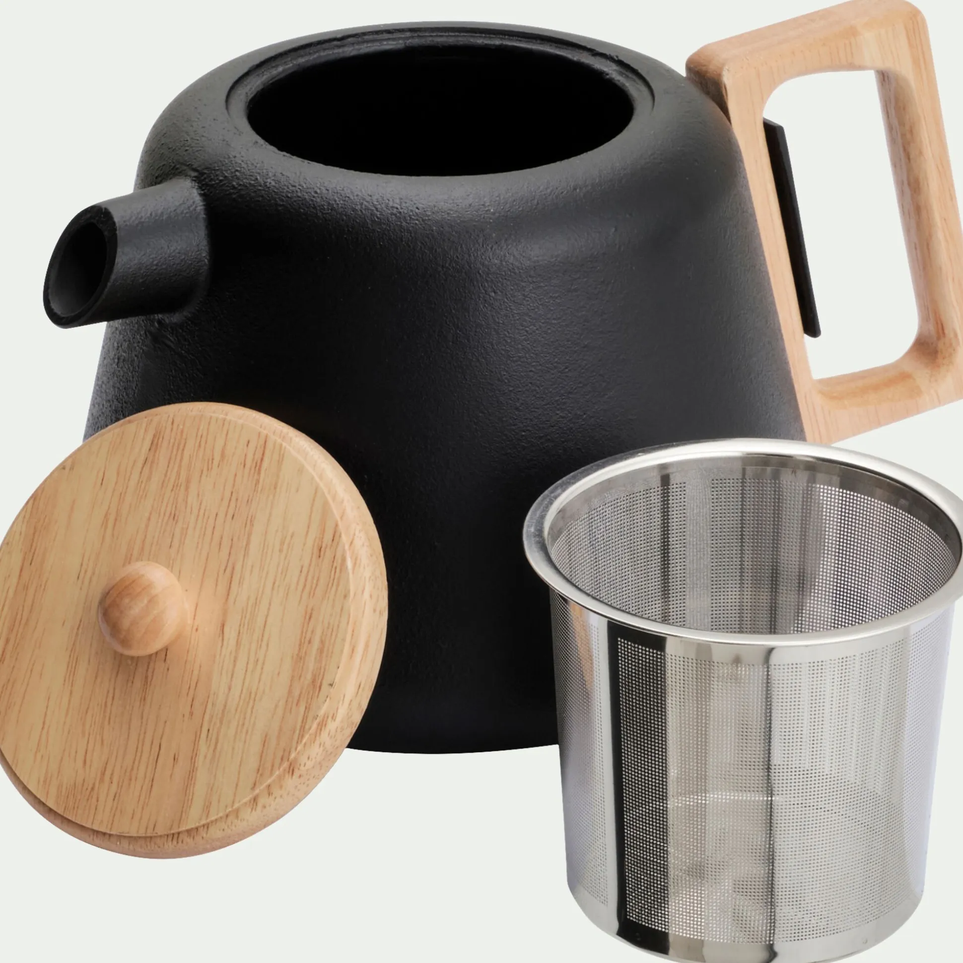 Théière en fonte et bois 1L - noir