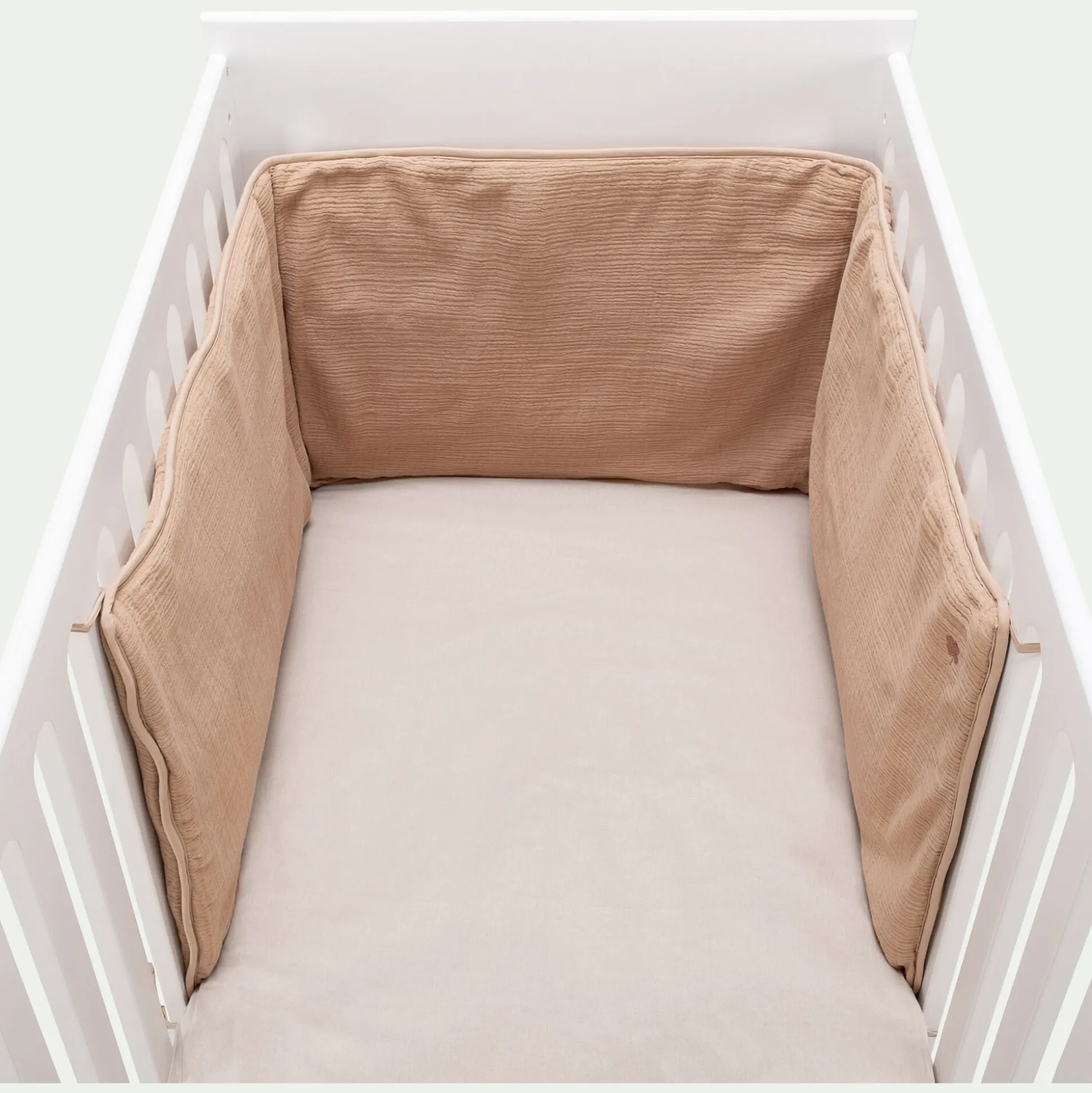 Tour de lit en gaze de coton bio 180x40cm - marron noisette