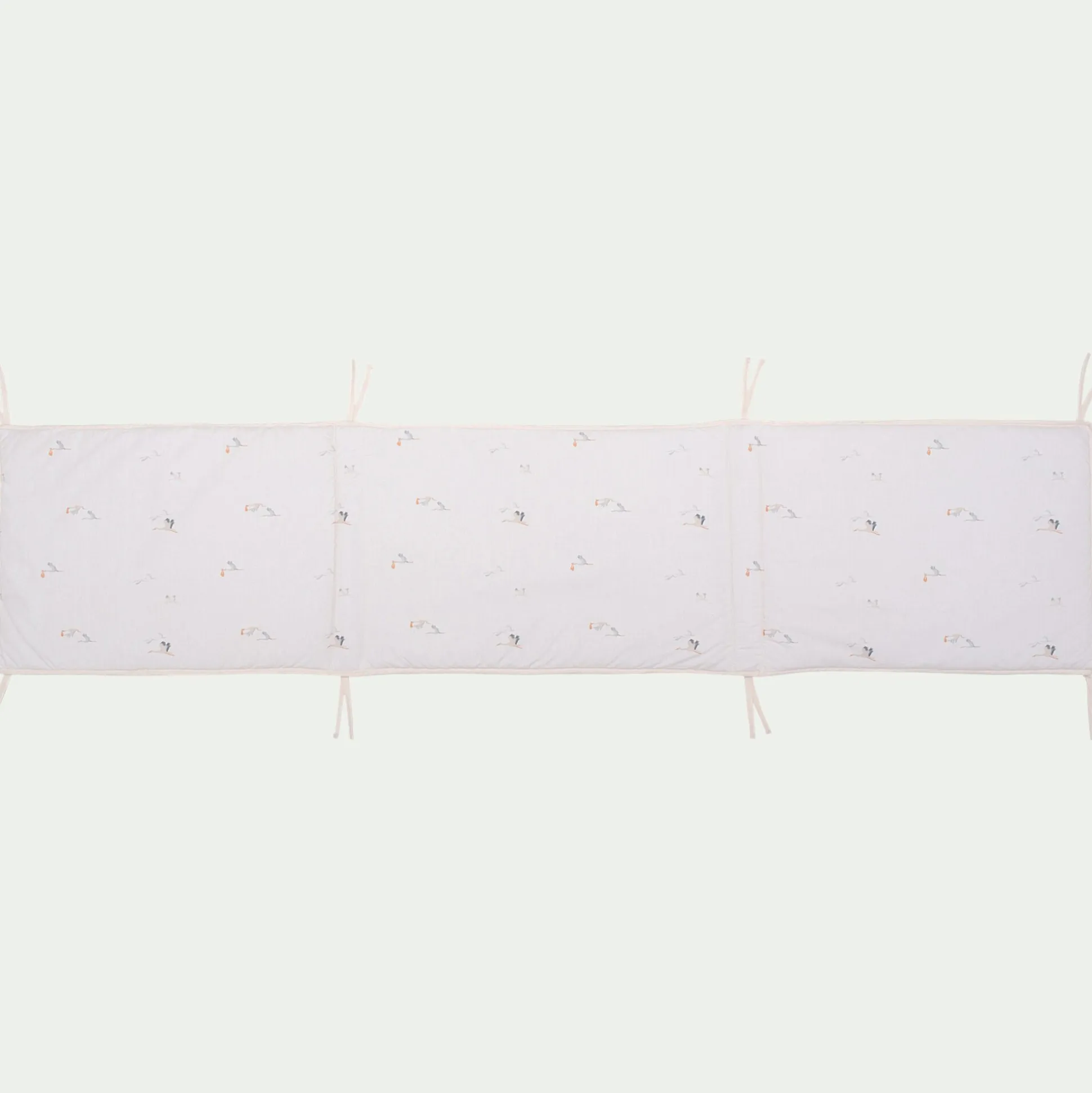 Tour de lit motif cigognes 40x180cm - blanc