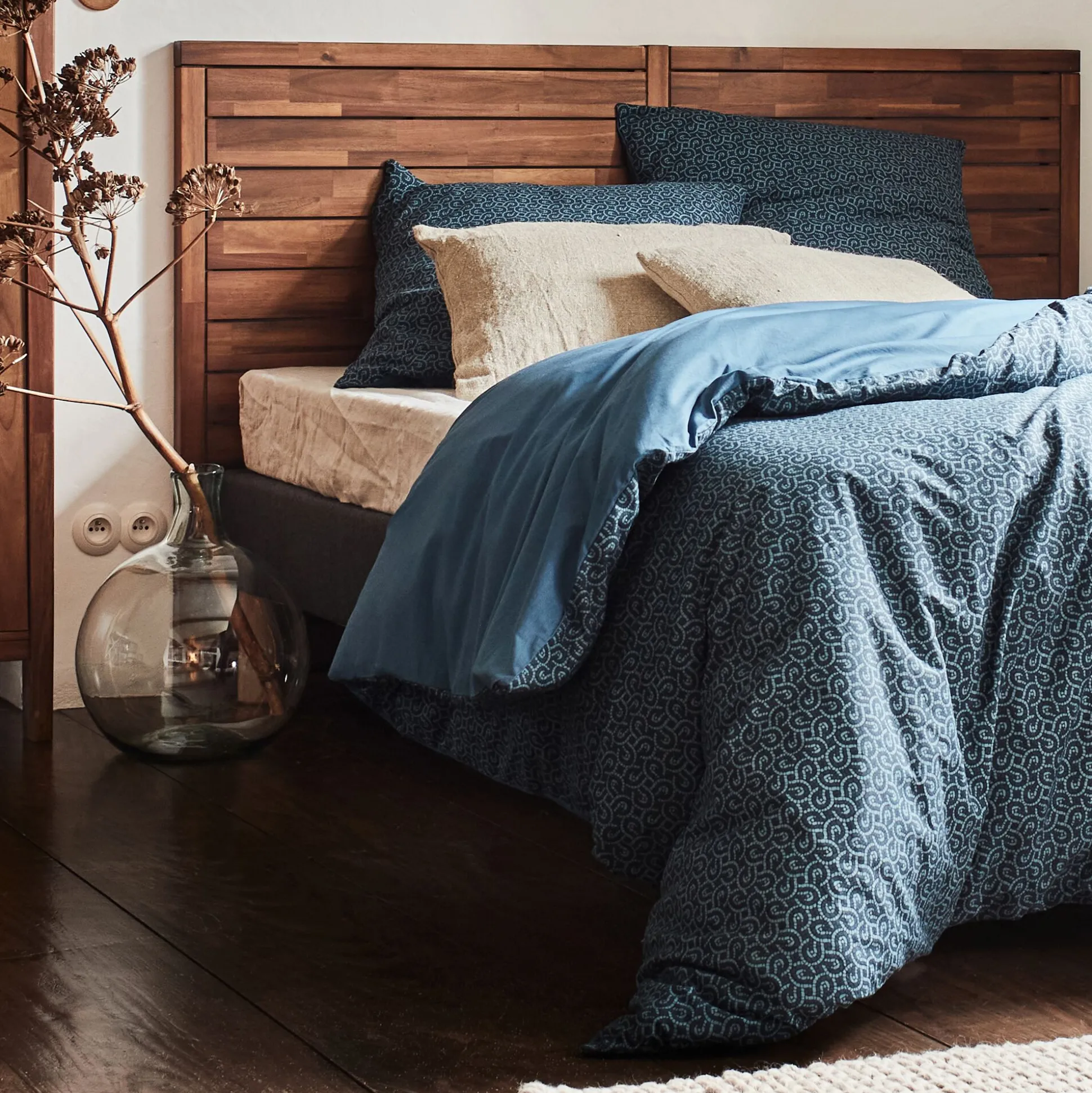 Tête de lit en acacia massif - bois foncé L160cm