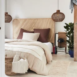 Tête de lit rectangulaire en rotin 130x170 - bois clair