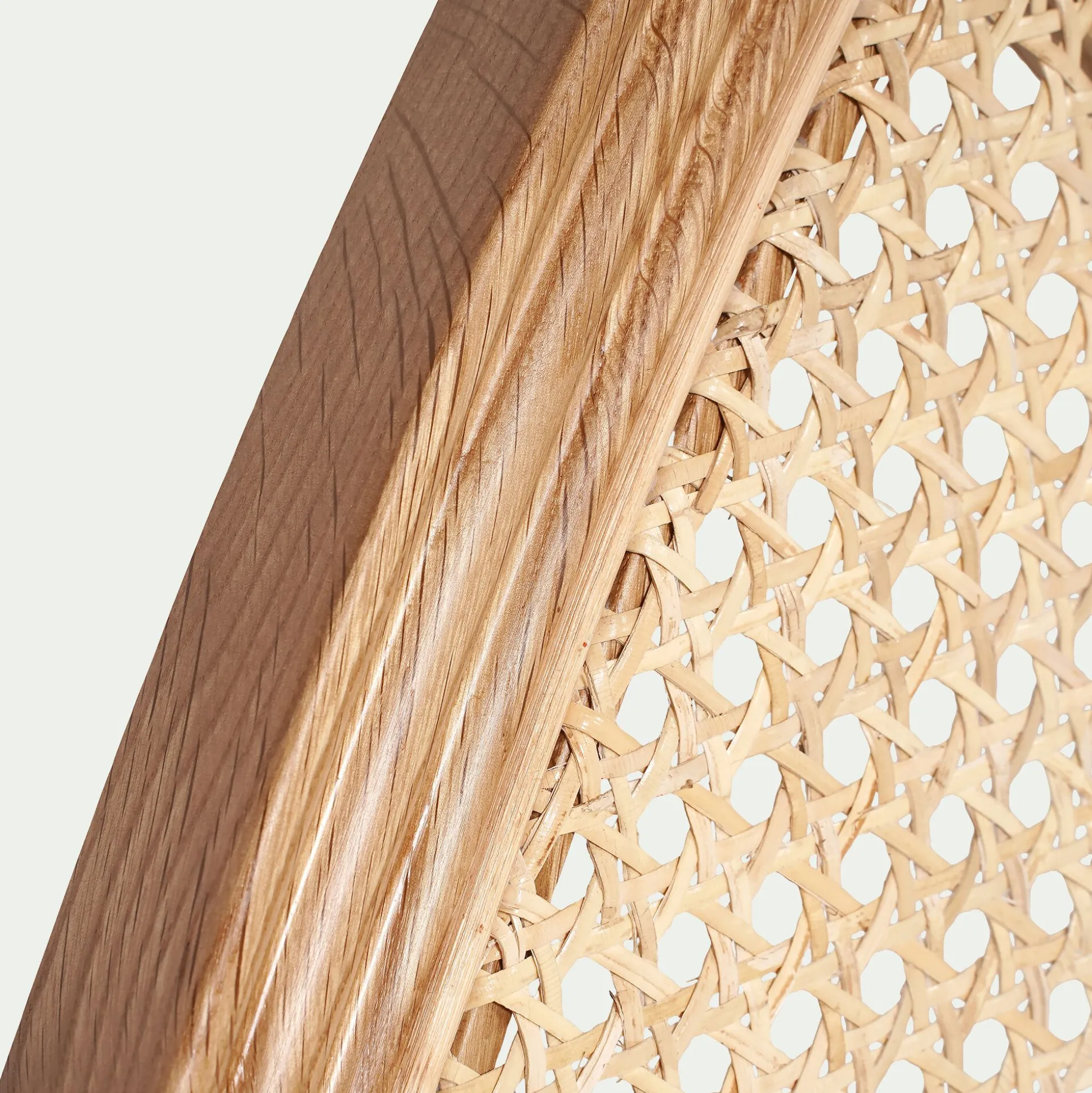 Tête de lit ronde en chêne et rotin L170cm - bois clair