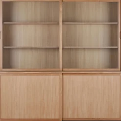 Vaisselier 4 portes en bois L212cm - bois clair