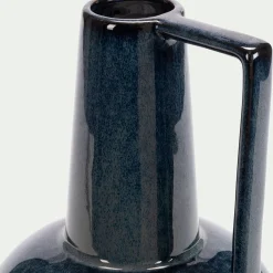 Vase à anse en céramique H25,5cm - bleu