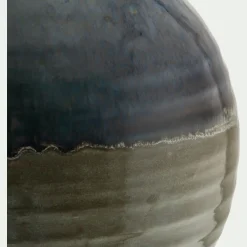 Vase boule en faïence bicolore H17,5cm - vert