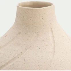 Vase boule en grès H14,5cm - beige