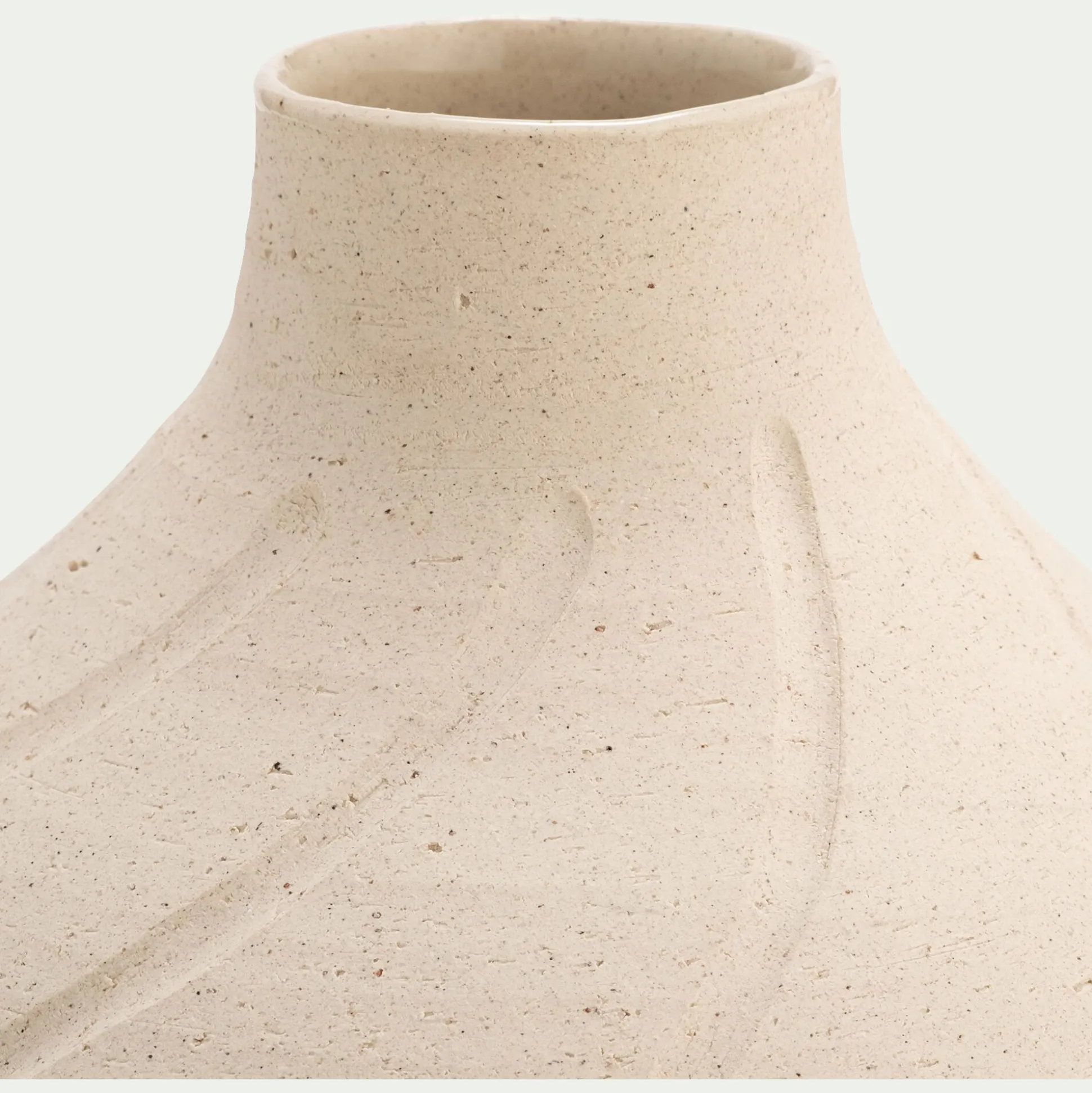 Vase boule en grès H14,5cm - beige