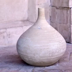 Vase boule en terre cuite H21cm - beige