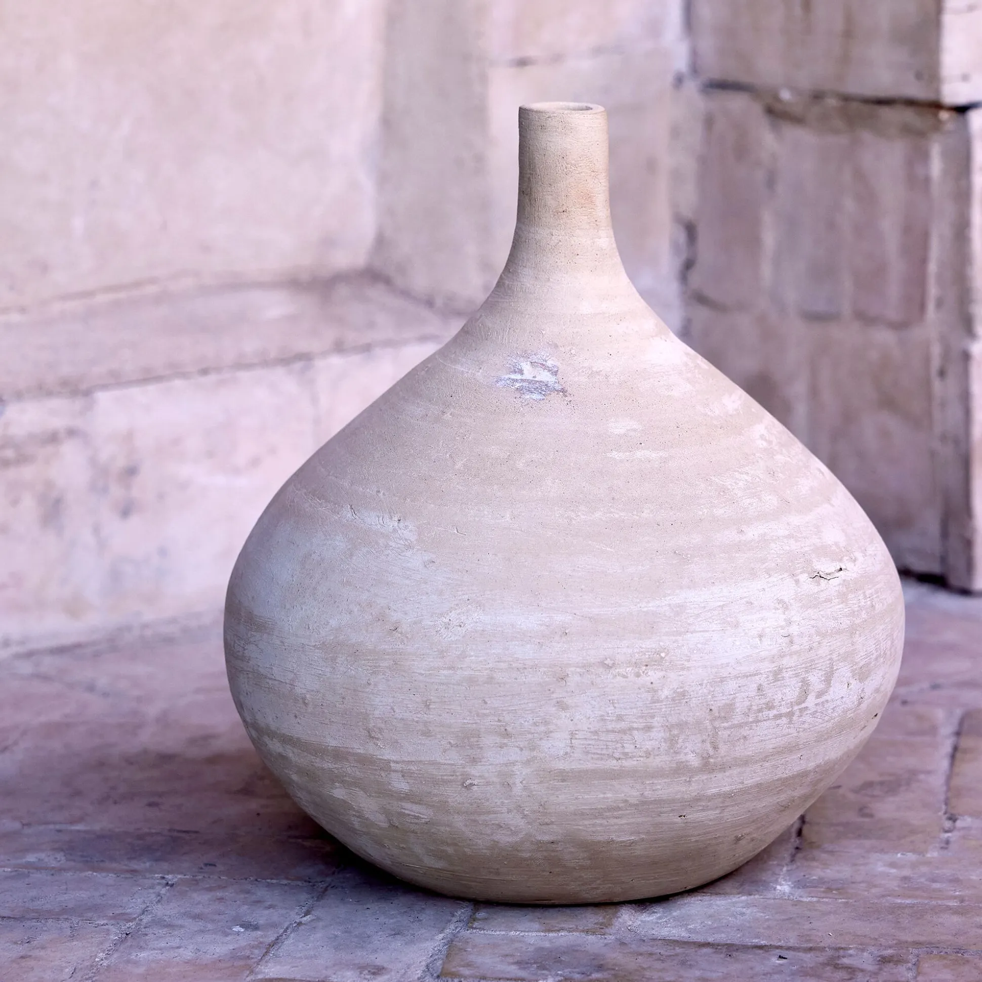 Vase boule en terre cuite H21cm - beige