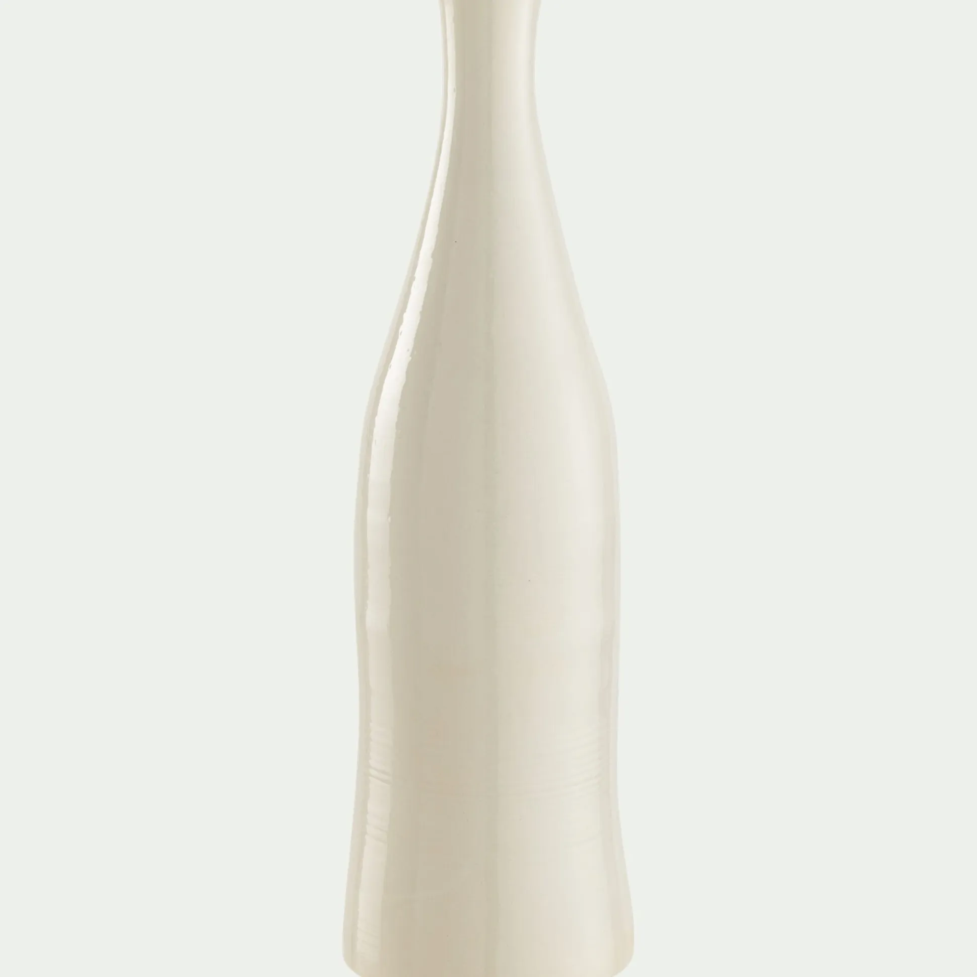Vase bouteille en faïence H47,5cm - blanc