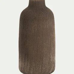 Vase bouteille en faïence H17,5cm - brun terre d'ombre