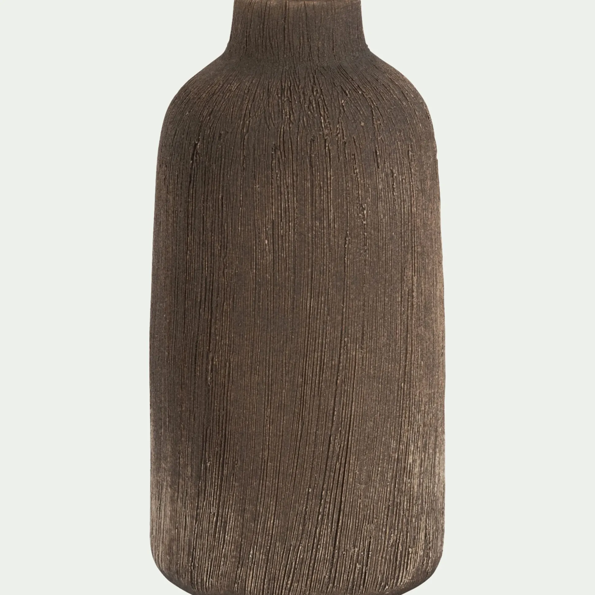 Vase bouteille en faïence H17,5cm - brun terre d'ombre