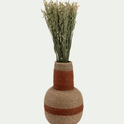 Vase bouteille en jonc de mer H38cm - orange brûlée