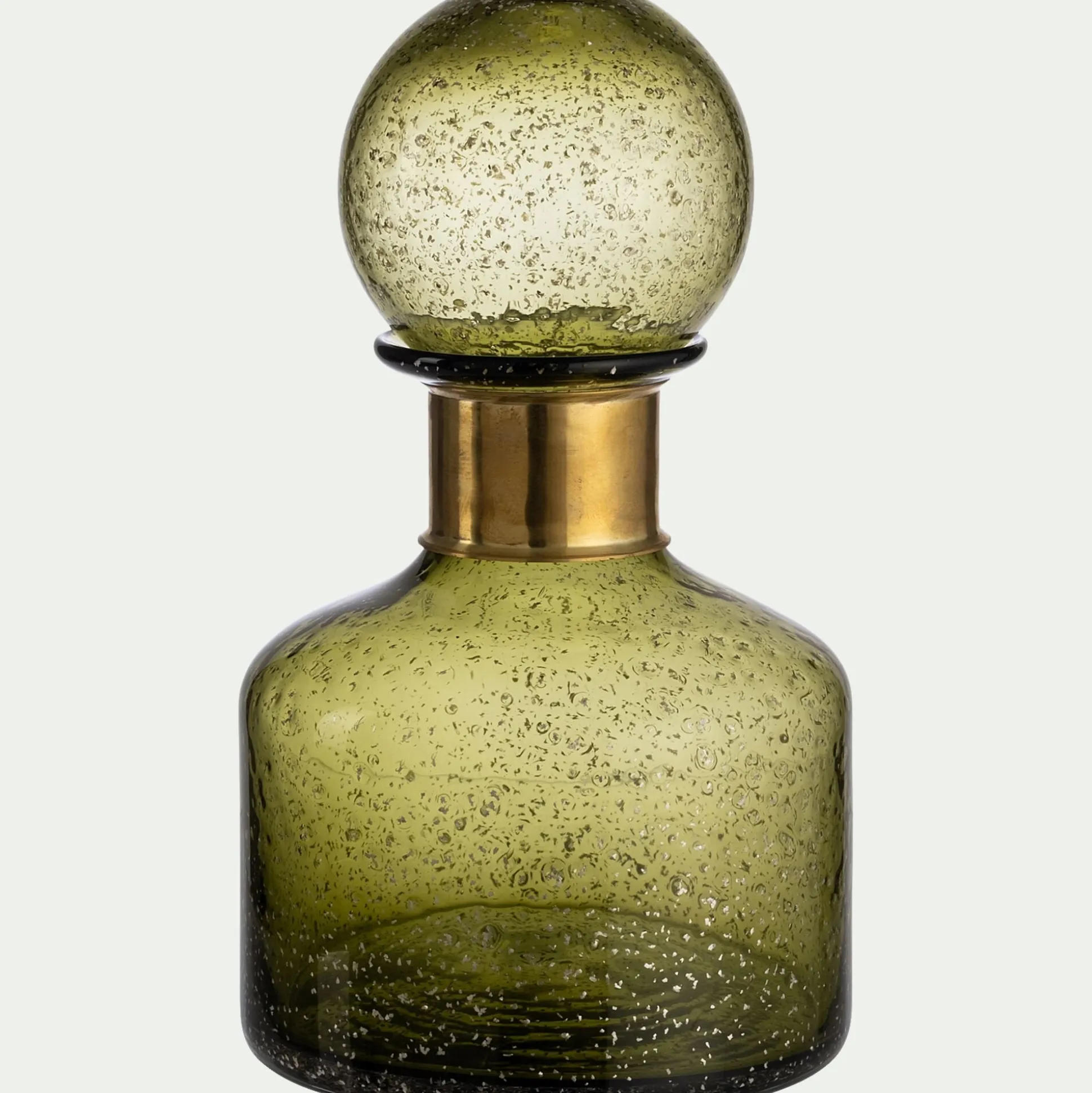 Vase bouteille en verre bullé H26cm - vert