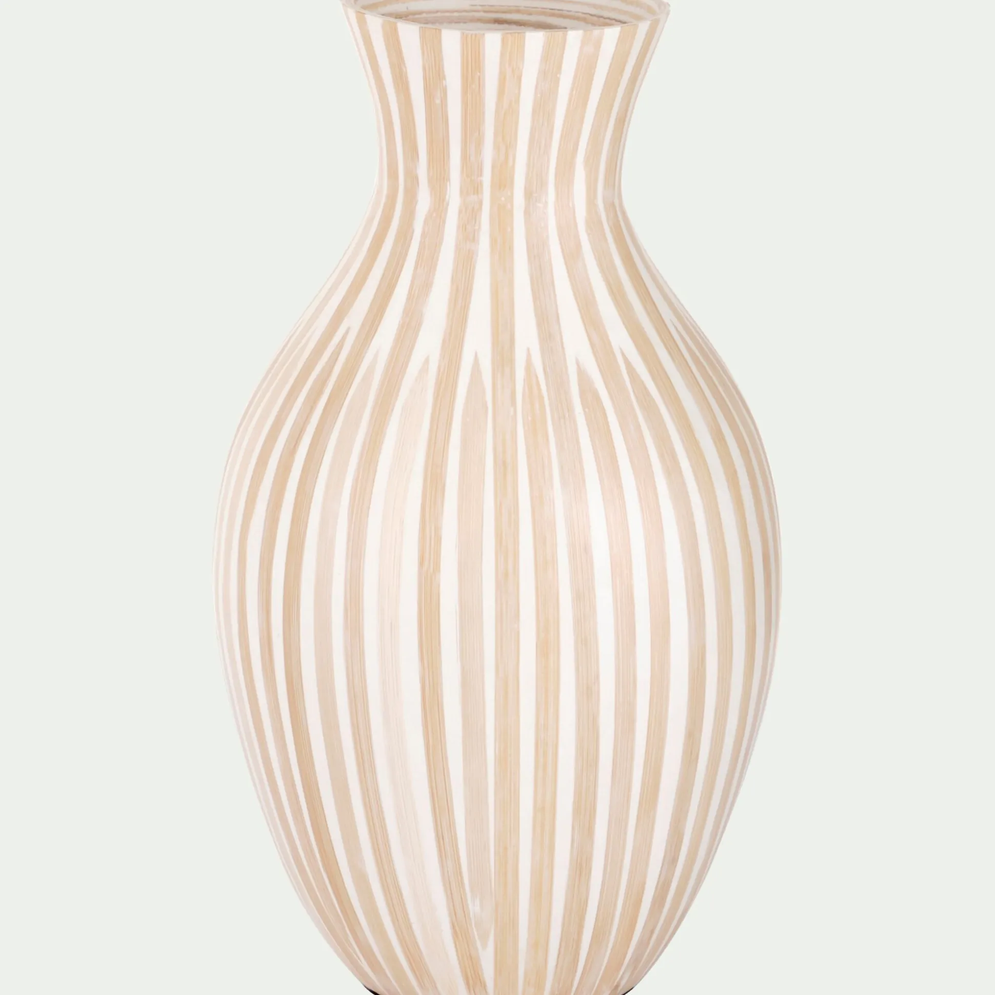 Vase classique en bambou rayé H41cm - blanc