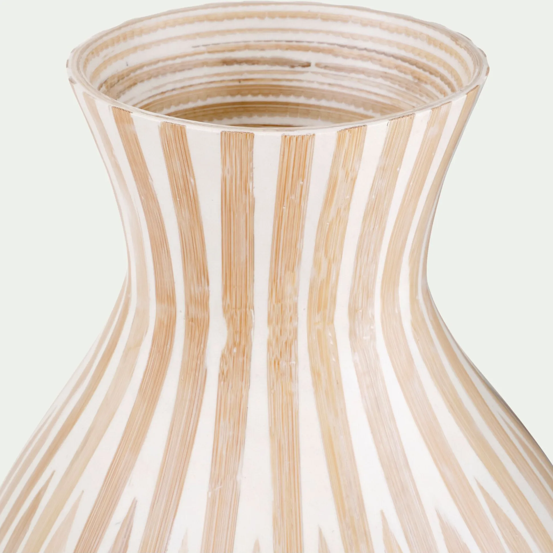 Vase classique en bambou rayé H41cm - blanc