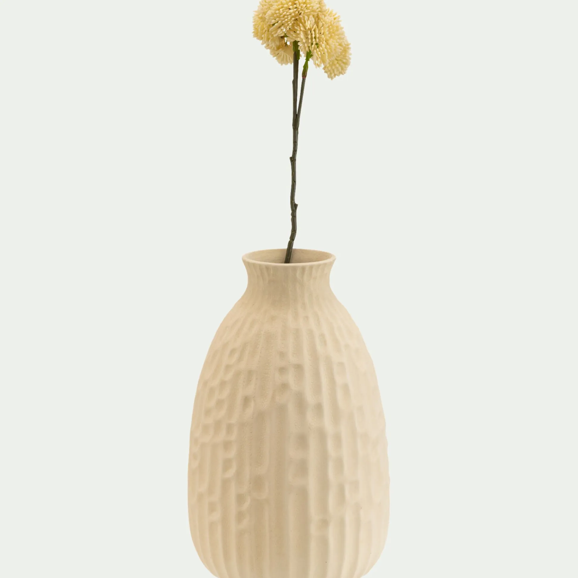 Vase classique en faïence texturée H24cm - blanc