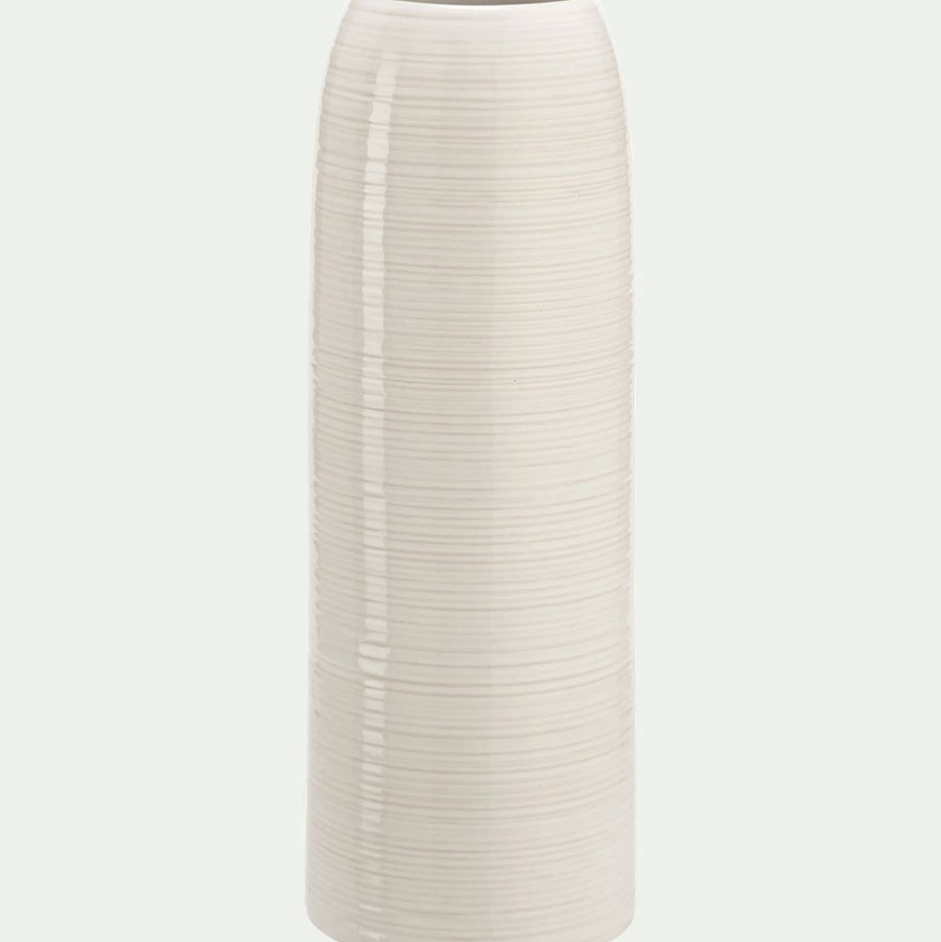 Vase classique en grès strié H25,5cm - blanc