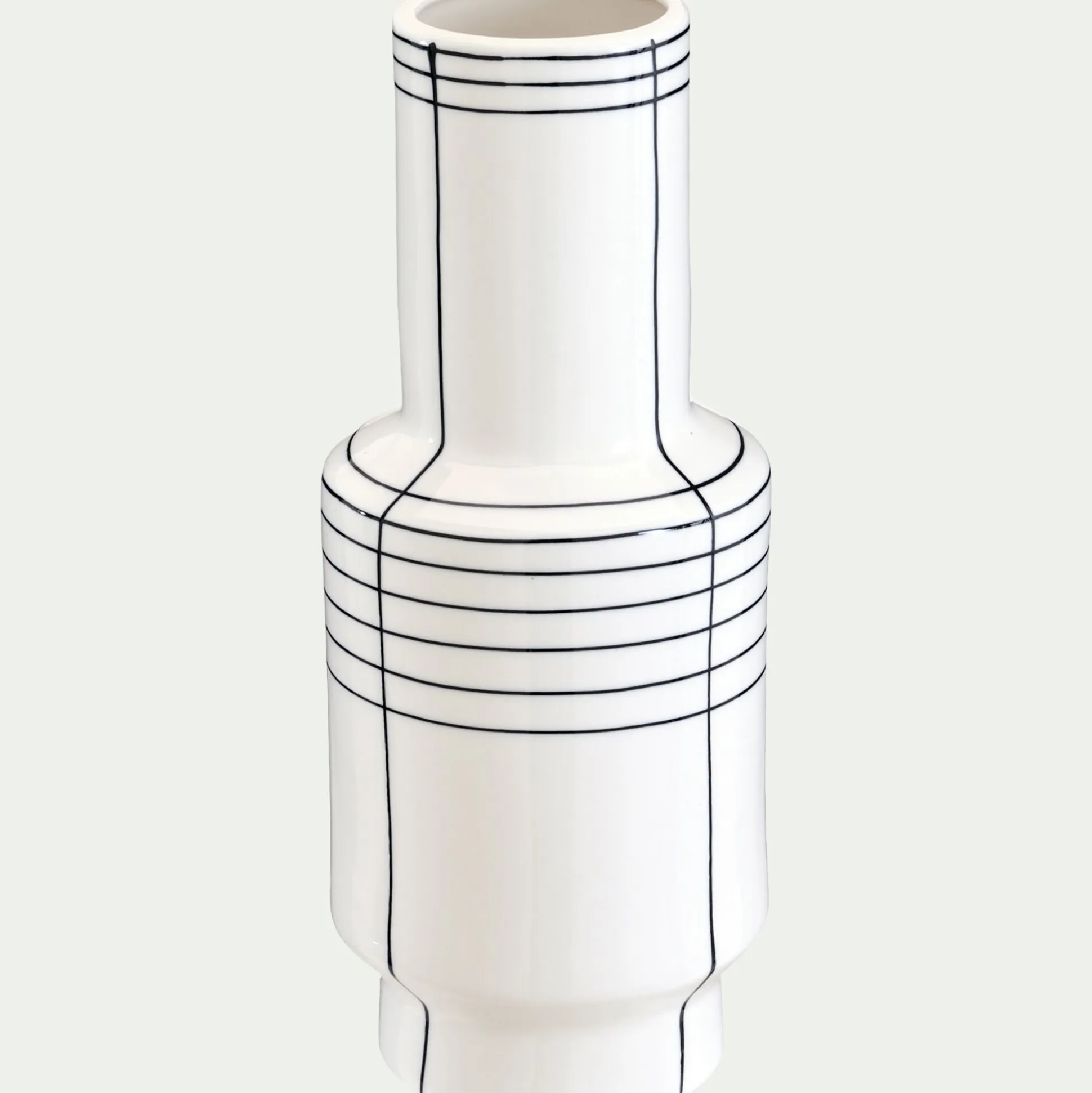 Vase contemporain en céramique à rayures H35cm - blanc