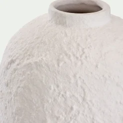 Vase contemporain en céramique texturée H28cm - blanc