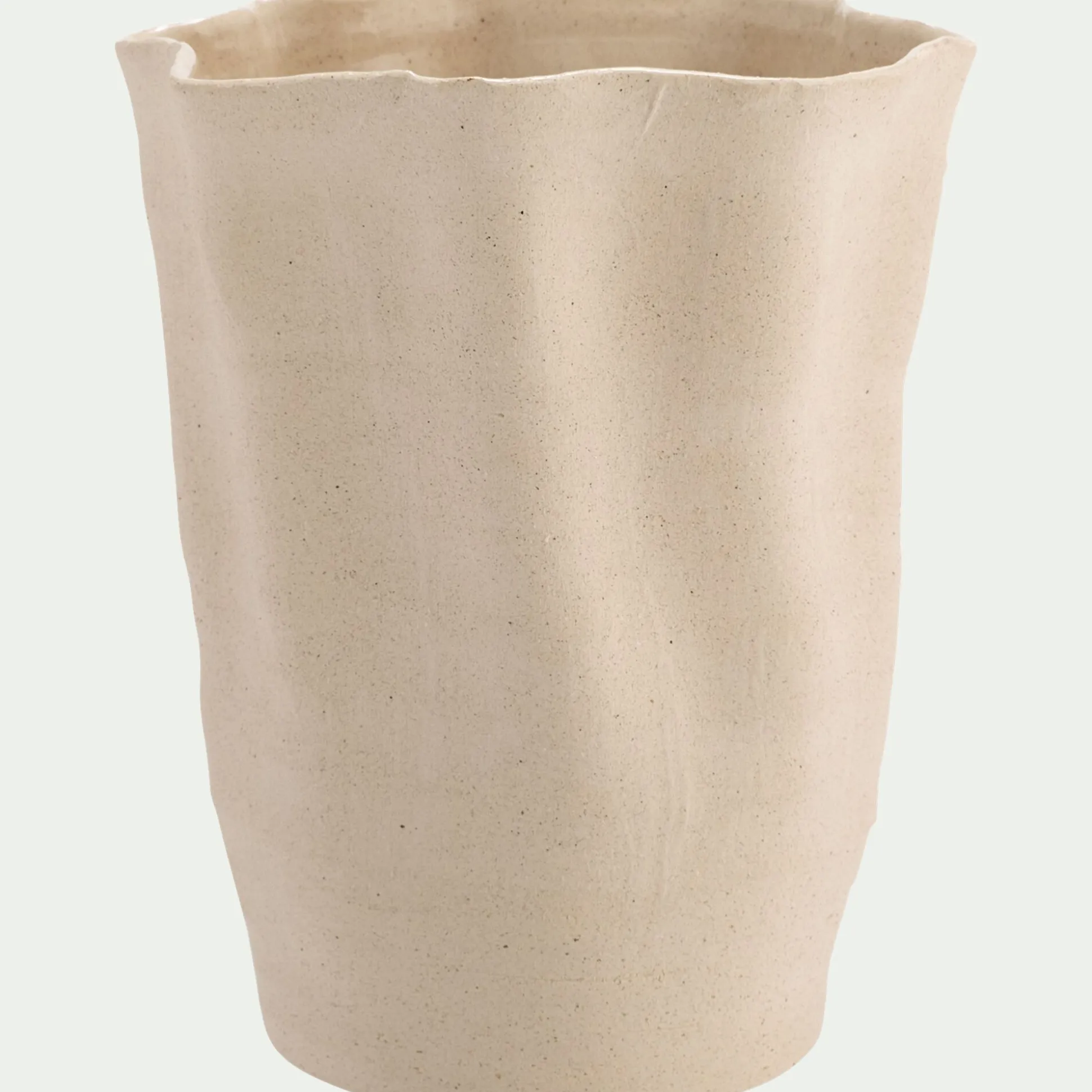 Vase contemporain en grès H24,5cm - beige