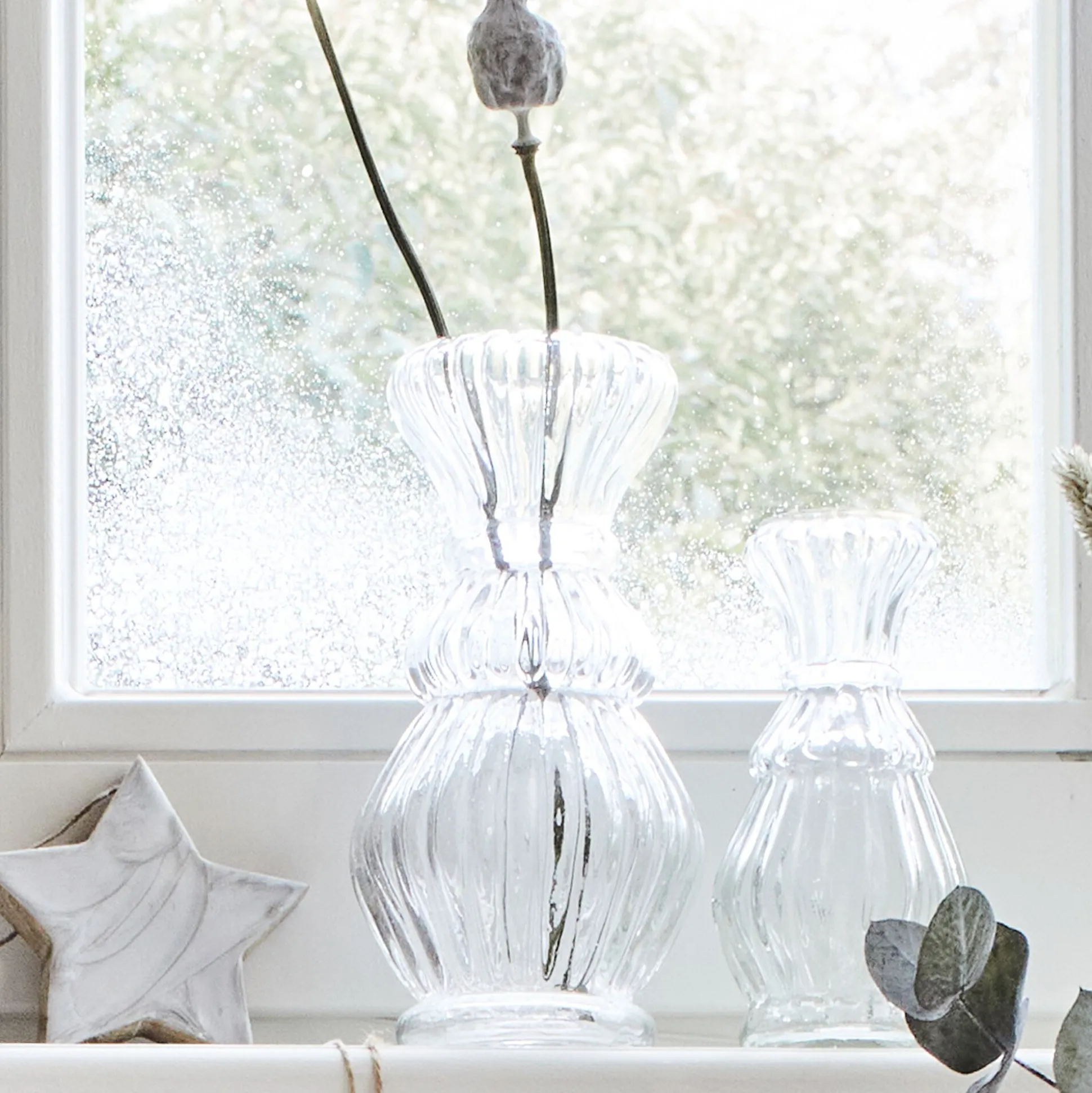 Vase contemporain en verre H16,5cm - transparent