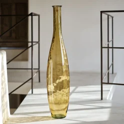 Vase en verre recyclé - jaune ocre H100cm