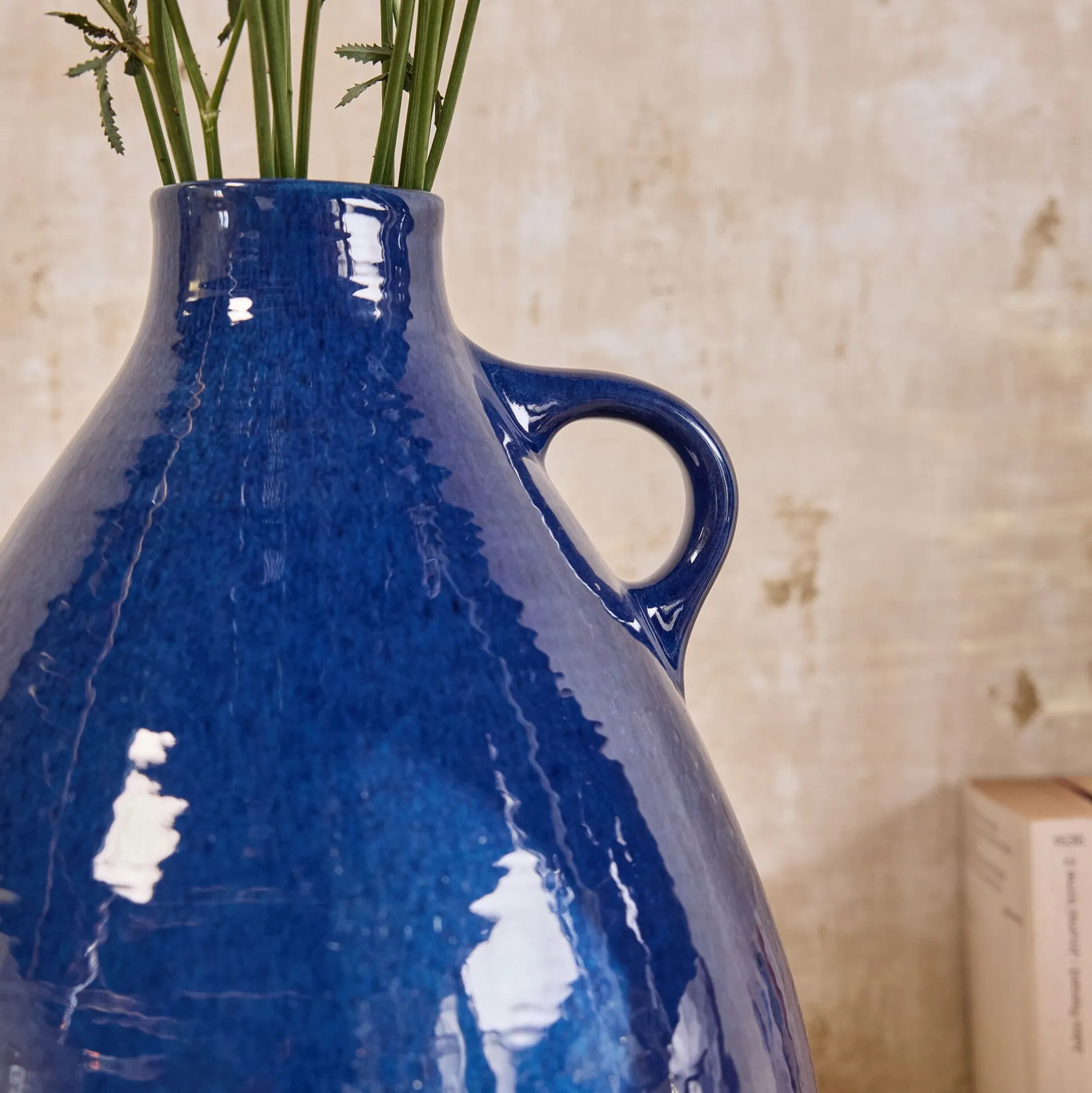 Vase pichet en faïence H33,5cm - bleu