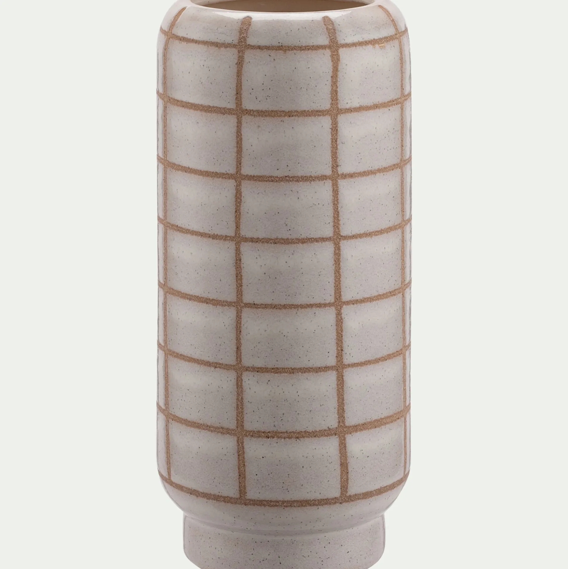 Vase quadrillé en céramique H32,5cm - blanc