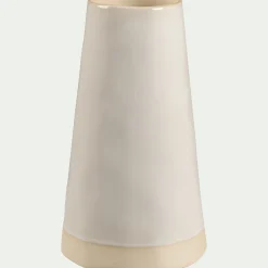 Vase trapèze en grès H24,5cm - blanc