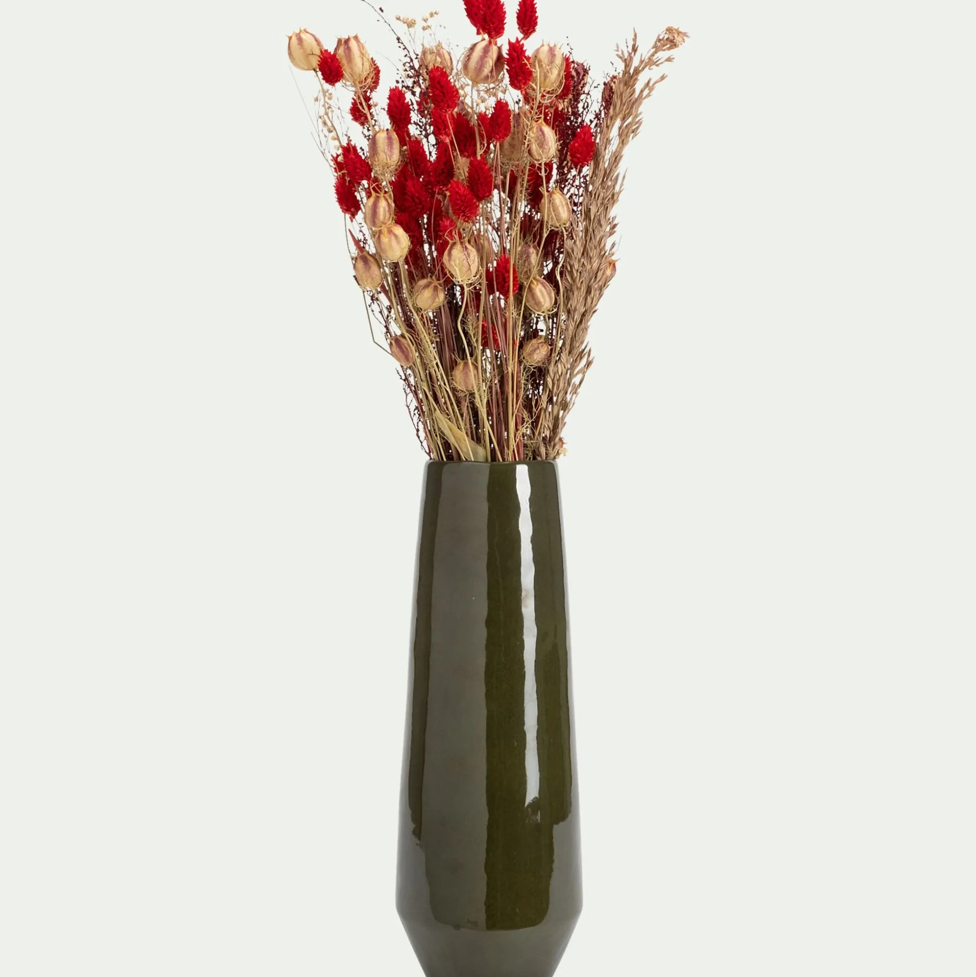 Vase tube en céramique H34,5cm - vert