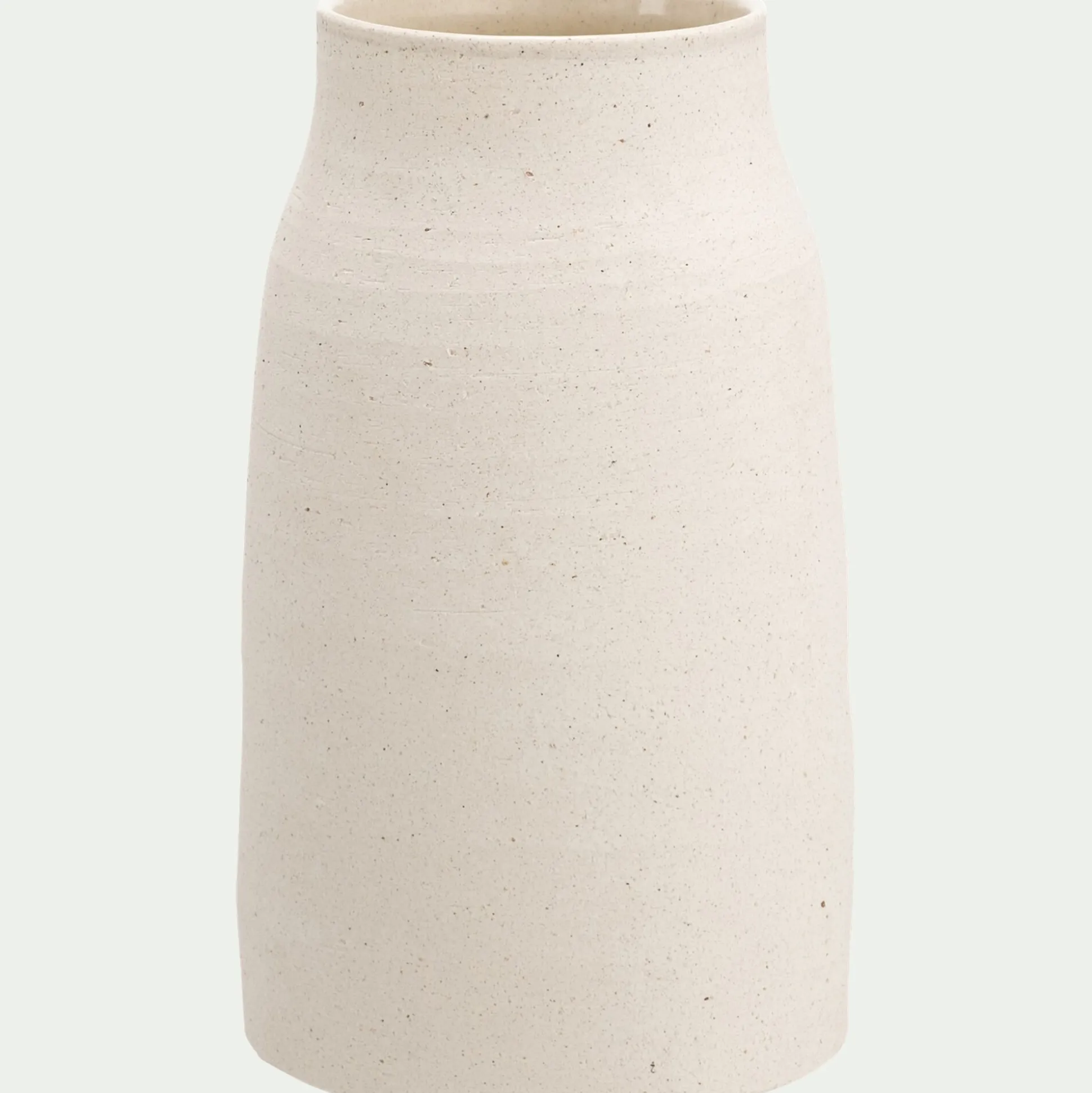 Vase tube en grès moucheté H26cm - blanc